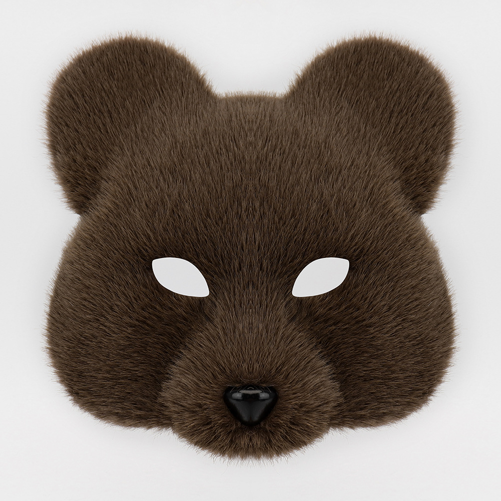 Halloween Fuzzy Costume Set with Realistic Bear Mask and Handmade Bear Paw Gloves for Cosplay and Convention Props — image 14