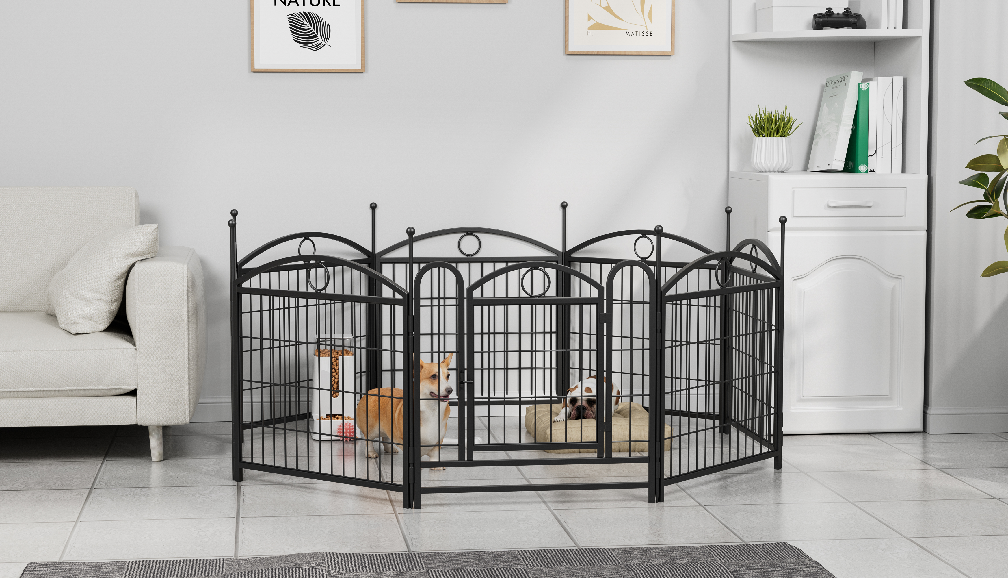 Dog Playpen Indoor 24 inch 8 Panels Metal Dog Pen Pet Dog Fence Outdoor Exercise Pen with Doors, Heavy Duty Dog Fence Puppy Pen for Large Medium Small Dogs Indoor Outdoor Foldable Pet Exercise Pen — image 13