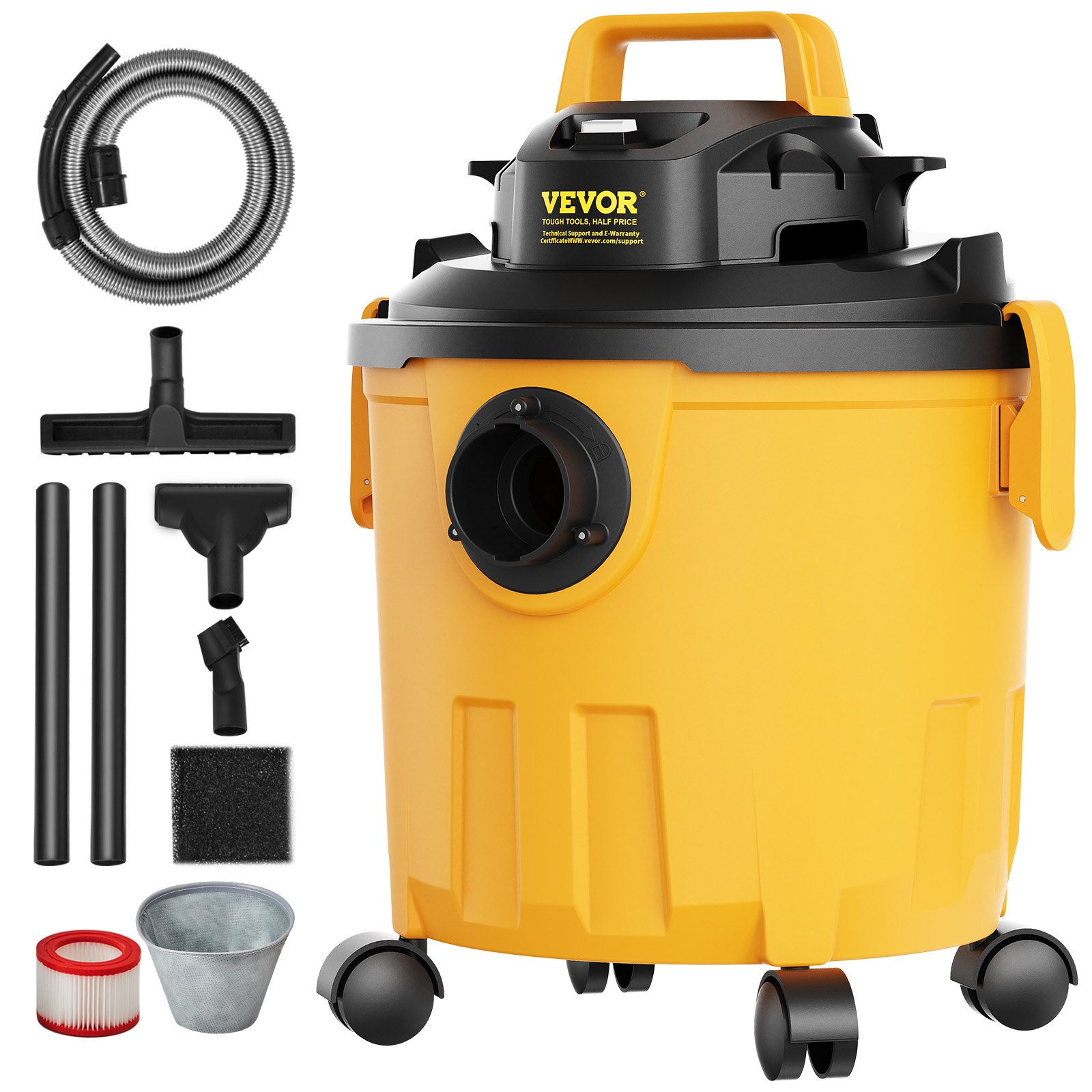 Aspirador de Tienda Húmedo y Seco, 5 Galones 6 CV Pico Aspirador Húmedo/Seco, Potente Succión con Función Blower con Accesorios Cañón de Crecimiento 2 en 1, Pequeño Aspirador Perfecto para Restos de Alfombras, Pelos de Mascotas, Coches — imagen 1