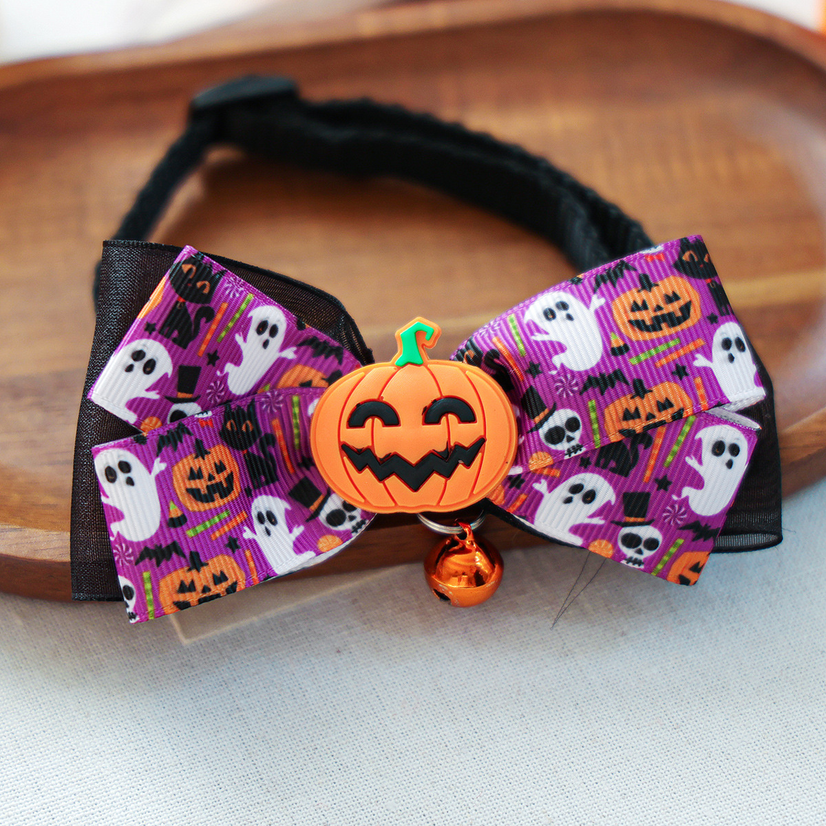 Pet Halloween Pet Collar with Funny Pumpkin Decoration, Dog Collar with Bow Tie, Cat Scarf for Small Dogs — image 9