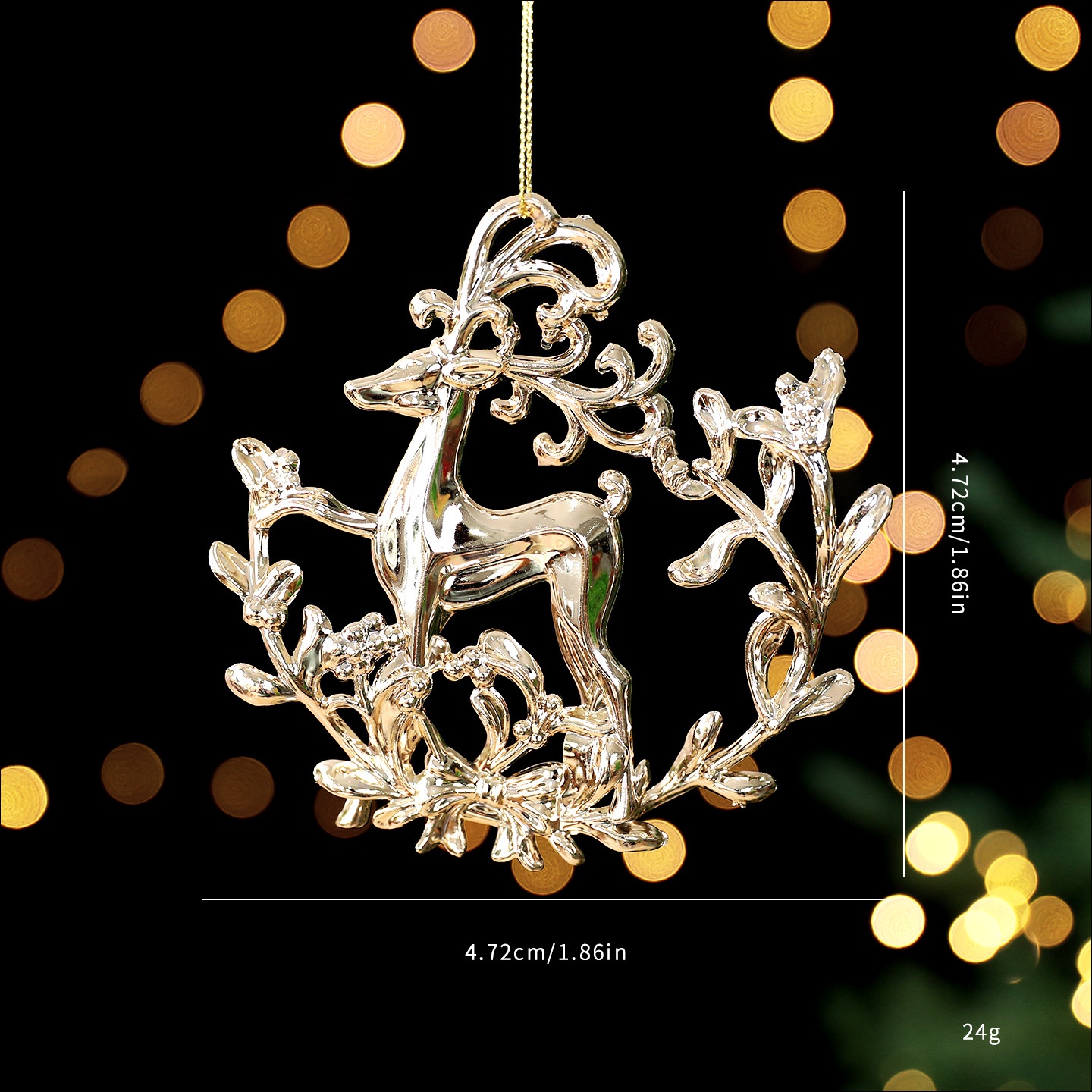 Festive Gold Plated Christmas Tree Ornament Accessories Snowflake Deer Holiday Decoration Hanging Decor — image 16