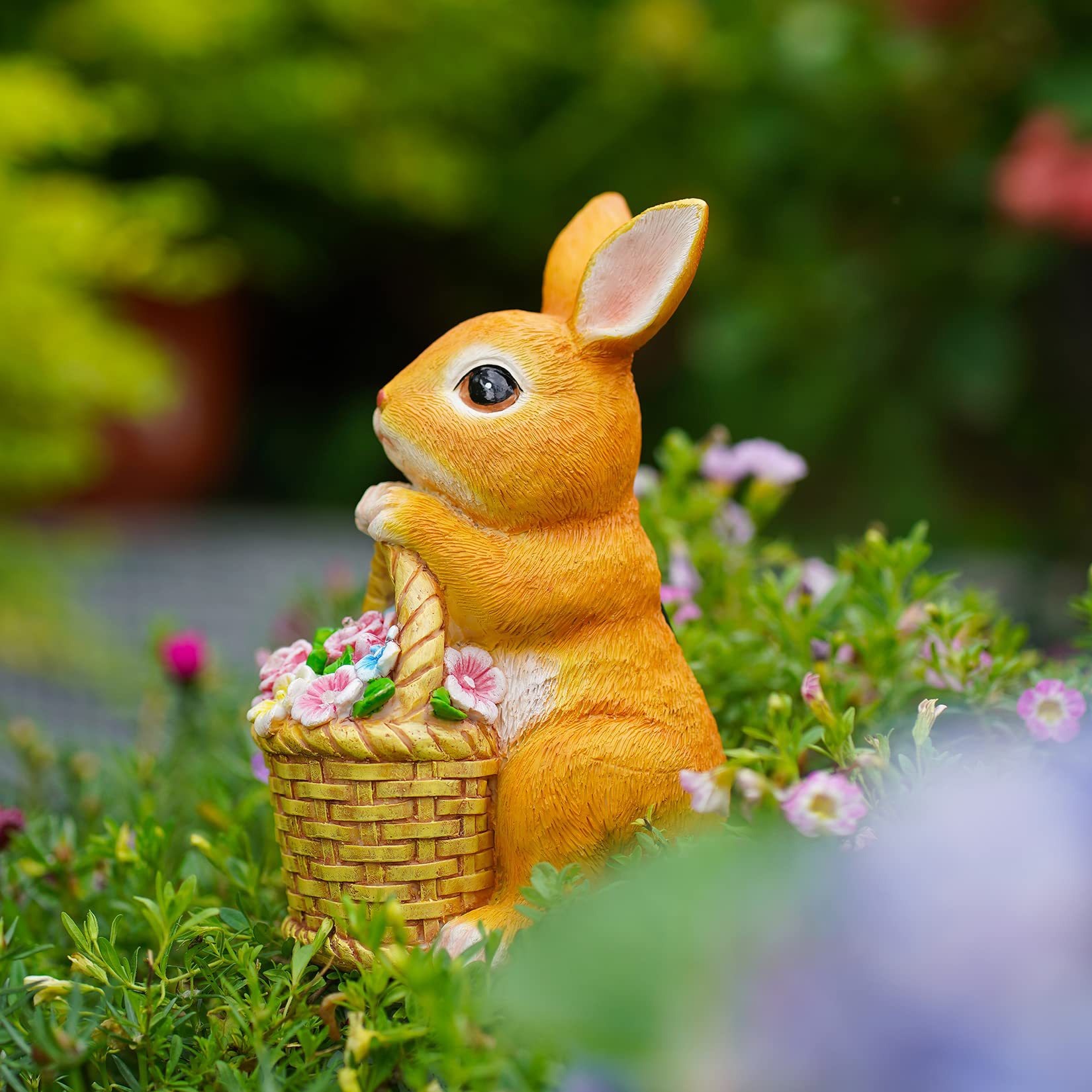 Solar Rabbit Basket Decoration Resin — image 3