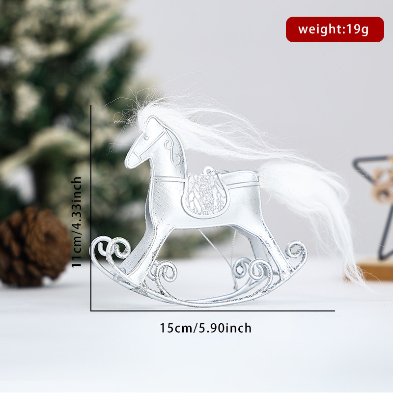 Christmas Decoration Swinging Wooden Horse Ornament, Christmas Gift Desk Decoration, Plastic Ornament, Christmas Tree Hanging Decor — image 7