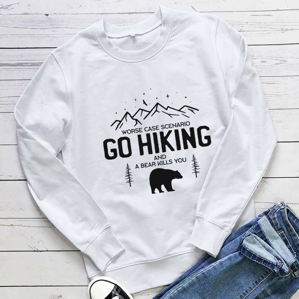 Bear print pattern round neck long sleeved sweatshirt — image 3