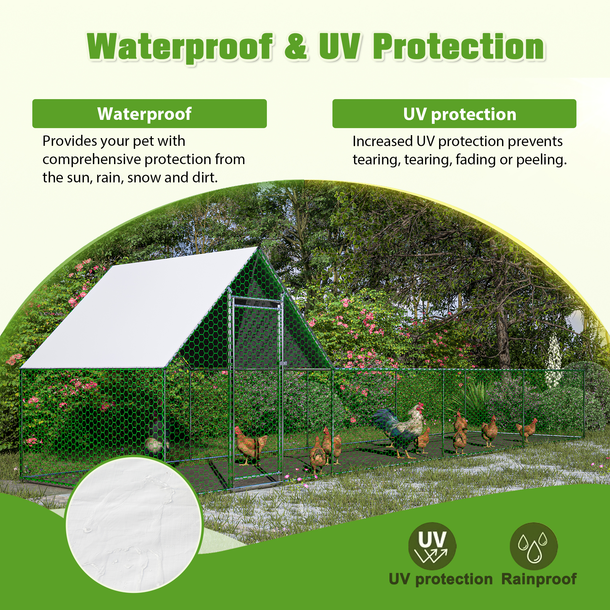 26'Lx6.7'Wx6.6' Ft Large Metal Chicken Coop, Walk-in Chicken Run, Galvanized Wire Poultry Chicken Hen Pen Cage, Rabbits Duck Cages With Waterproof And Anti-Ultraviolet Cover For Outside — imagen 2