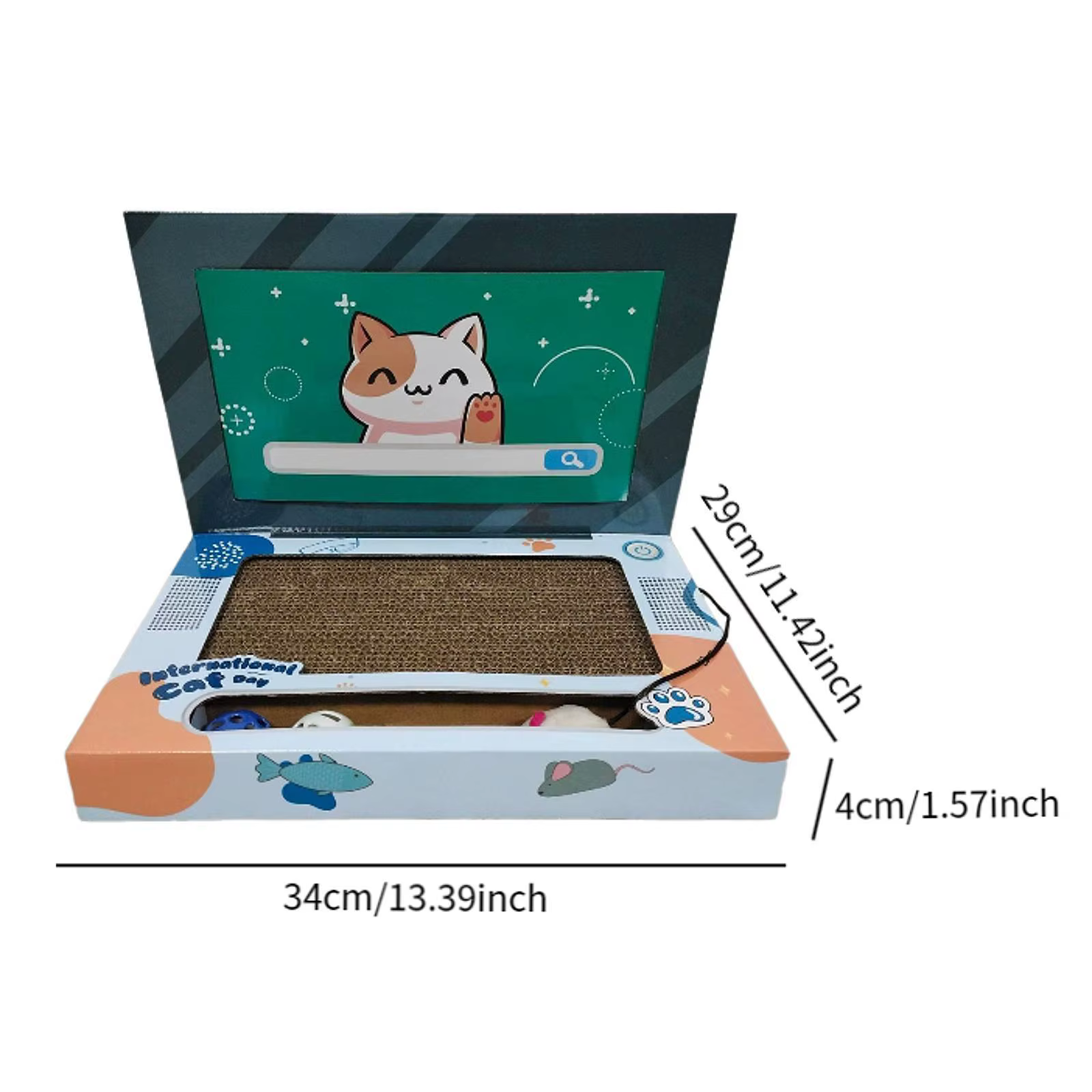 Cat Laptop Scratcher Cat Teaser and Ball Track Pad Toy Computer TV Scratcher Cat Scratching Board for Kitten Claw Indoor Cats — image 1