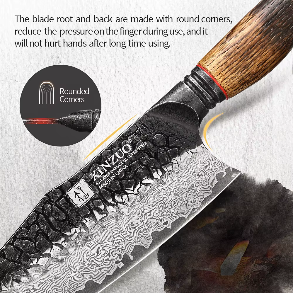 XINZUO 1-5PCS Damascus Steel Kitchen Knife 10Cr15CoMov Steel Core Chopping Vegetables And Fruits Household Kitchen Knife — image 5