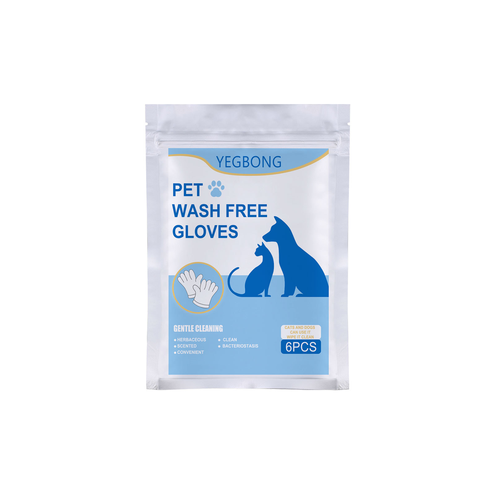 Pet Herbal Gloves, Cleaning Wipes No-Bath No-Wash Non-Woven Gloves For Feline Handling — image 3
