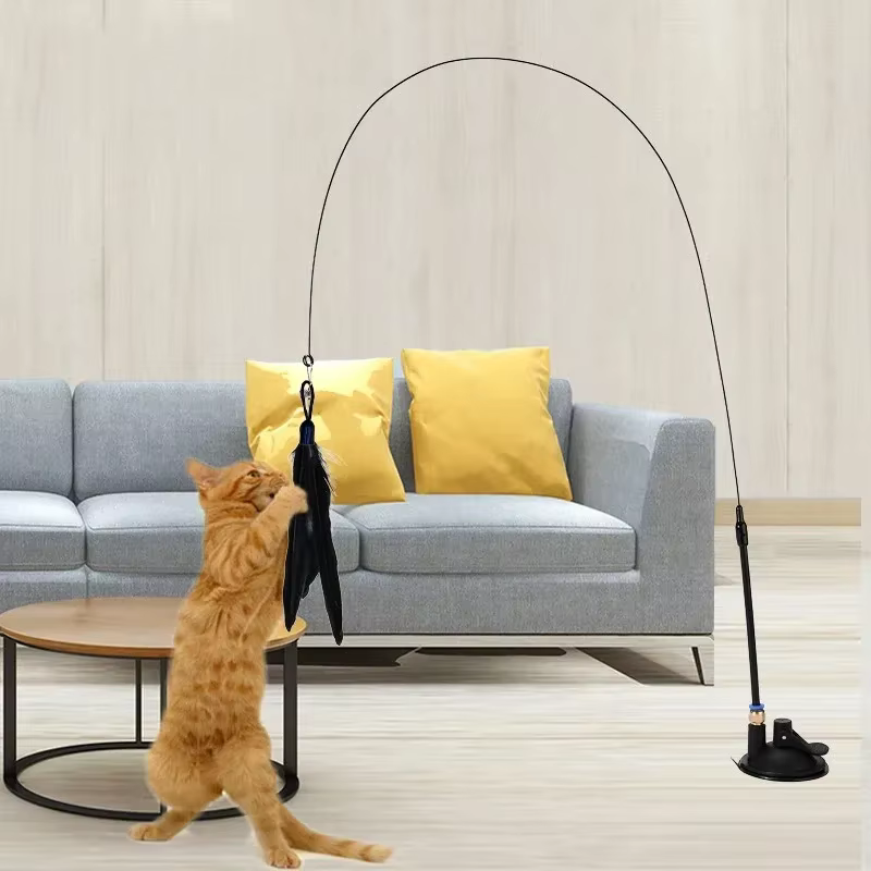 Púa de Goma para Tejer Gatos Juguetes Interactivos para Gatos Púa con Pluma y Campana — imagen 1