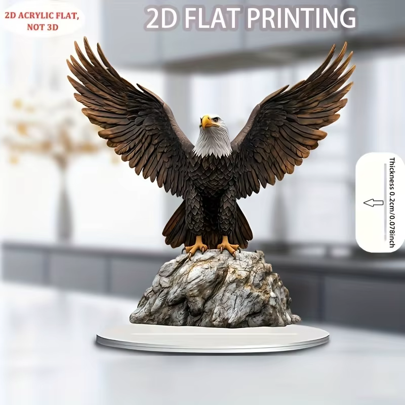 Pieza Decorativa de Acrílico 2D 1 Pieza "El Águila y el Despegue de la Carrera", Regalo de Decoración de Escritorio, Decoración de Oficina, Realista, Potencia la Fortuna Profesional — imagen 3