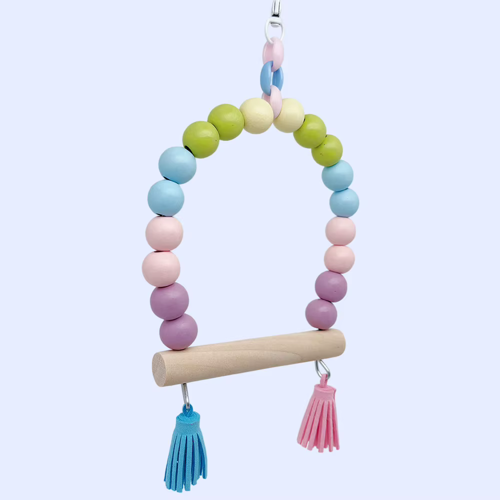 Parrot Swing Birdcage Accessories, Small and Medium-Sized Pet Toys Wooden Swing Biting to Relieve Boredom Perch Station Pole — image 3