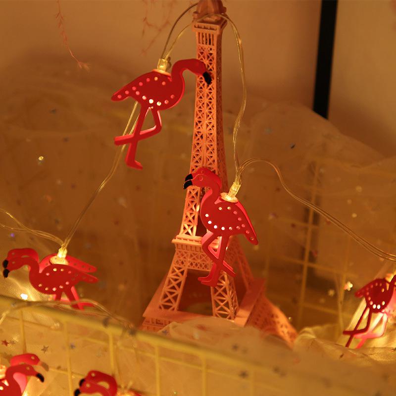 HobbyLane Pink Iron Flamingos Shape Battery Powered Garden String Light Christmas Holiday Party Girl Room Decoration — image 4