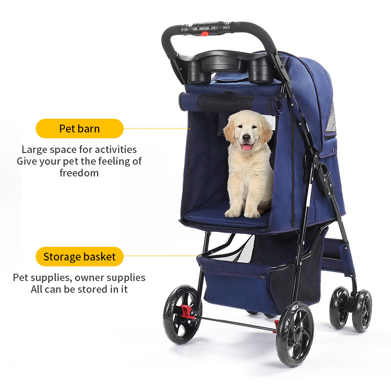 Pet Summer Cat Cart Light Dog Folding Pet Cart Four Wheeled Dog Travel — image 3