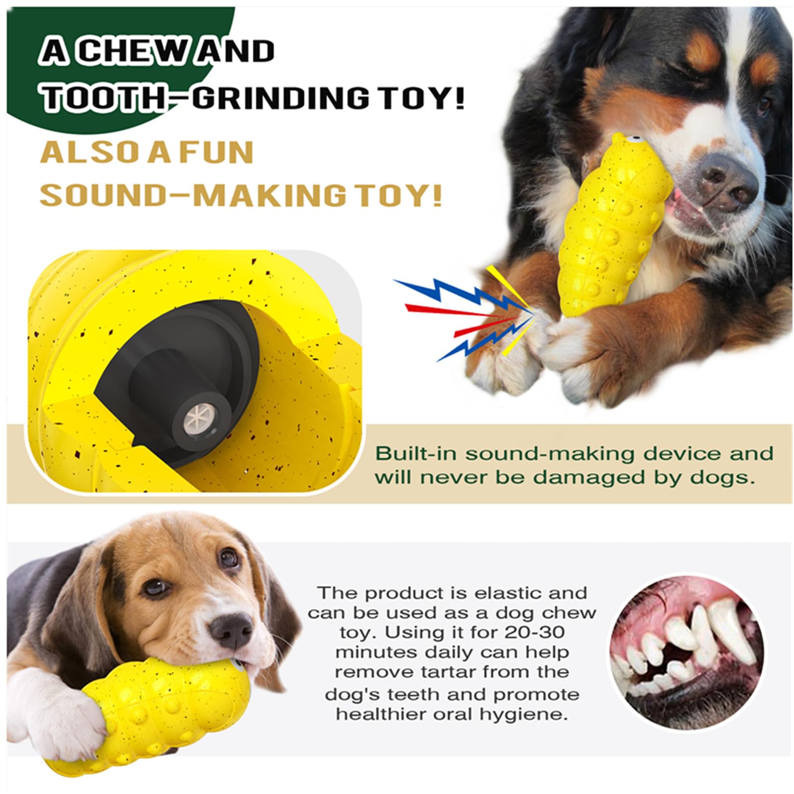 Indestructible Squeaky Dog Chew Toys For Aggressive Chewers, Food Grade Material Dog Chew Toys, Tough Durable Dog Toys Medium — image 3