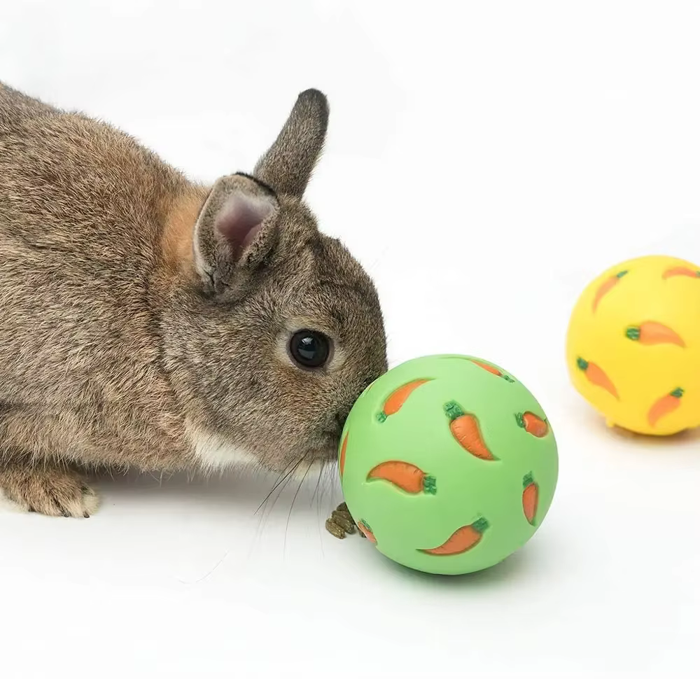 Rabbit Treat Ball Pet Slow Feeder Interactive Bunny Toy Snack Toy Ball Bite Resistant Feeding Toys Ferret Kitty Hamster Toy — image 1