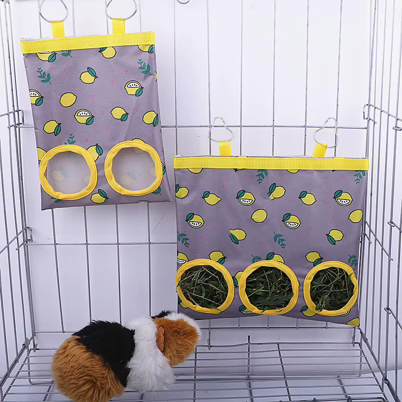 Rabbit Hay Bag 2/3 Holes Hanging Dry Grass Feeder for Guinea Pig Bunny Chinchillas Rats Small Animal Food Storage Bag — image 5