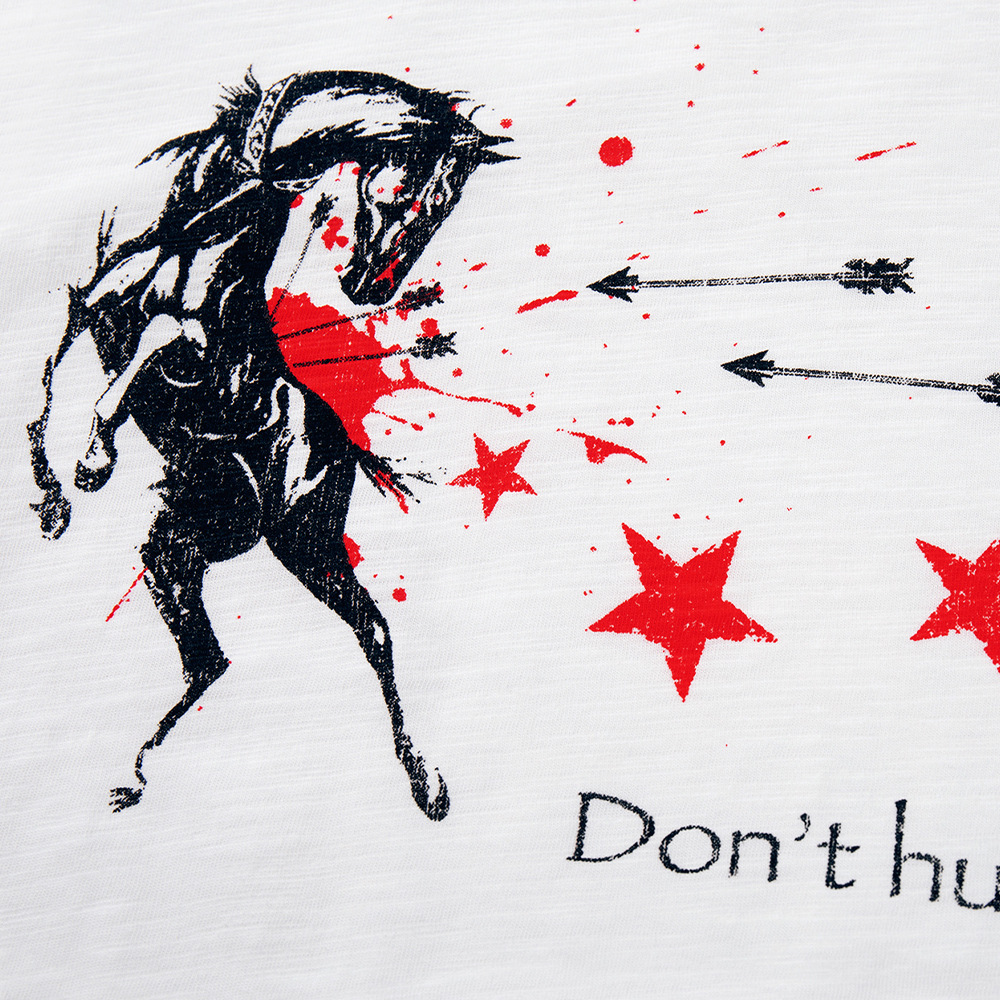 Camiseta de Manga Corta Estampado de Caballo y Estrellas — imagen 3