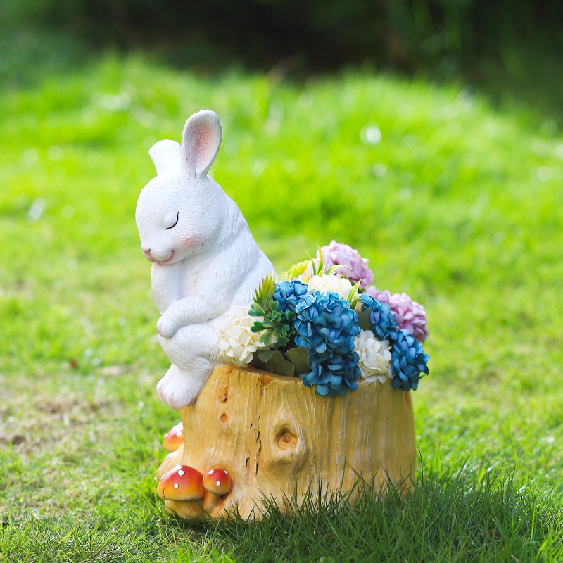 Decoración de jardín para interior con conejo de porcelana — imagen 4