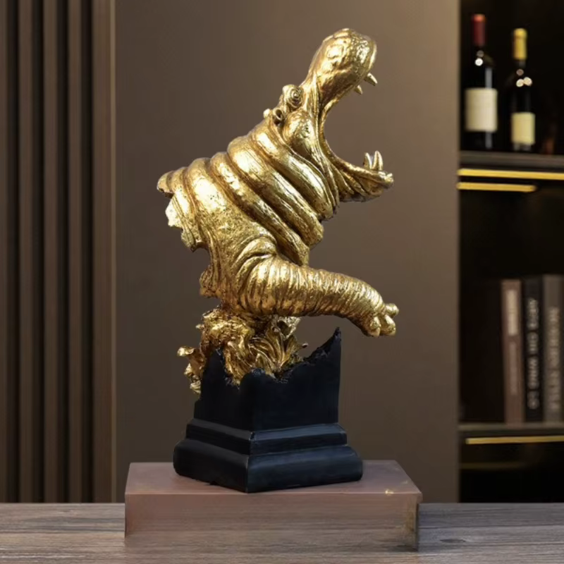 Housewarming Gift Rhinoceros Bust Statue Resin Animal Figurine for Dining New Home Living Room Decor Unique Art Ornament Present — image 6
