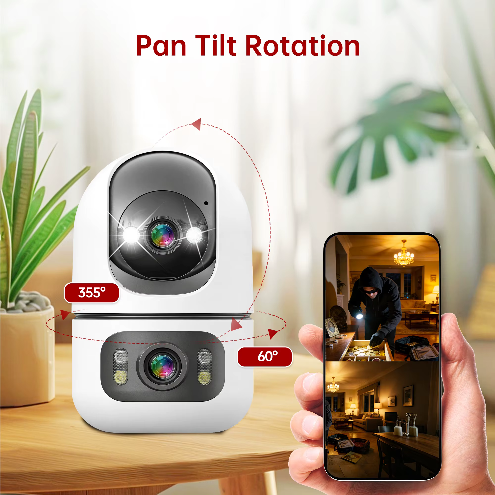Tuya 5G WiFi Dual Lens Camera Indoor 4K 8MP Home Pet Camera Auto Tracking Baby Monitor Color Night Vision Security Surveillance — image 2