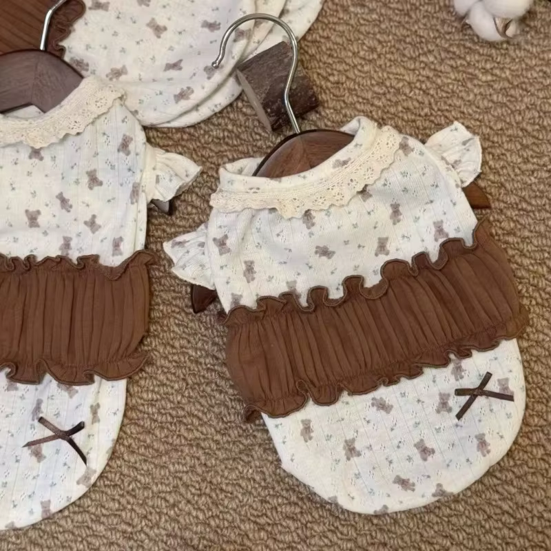 Pet Clothing Puppy Dress Winter New Floral Lace Base Shirt for Dogs Cats Soft Inner Layer Clothes for Small Dogs Puppy Clothes — image 2