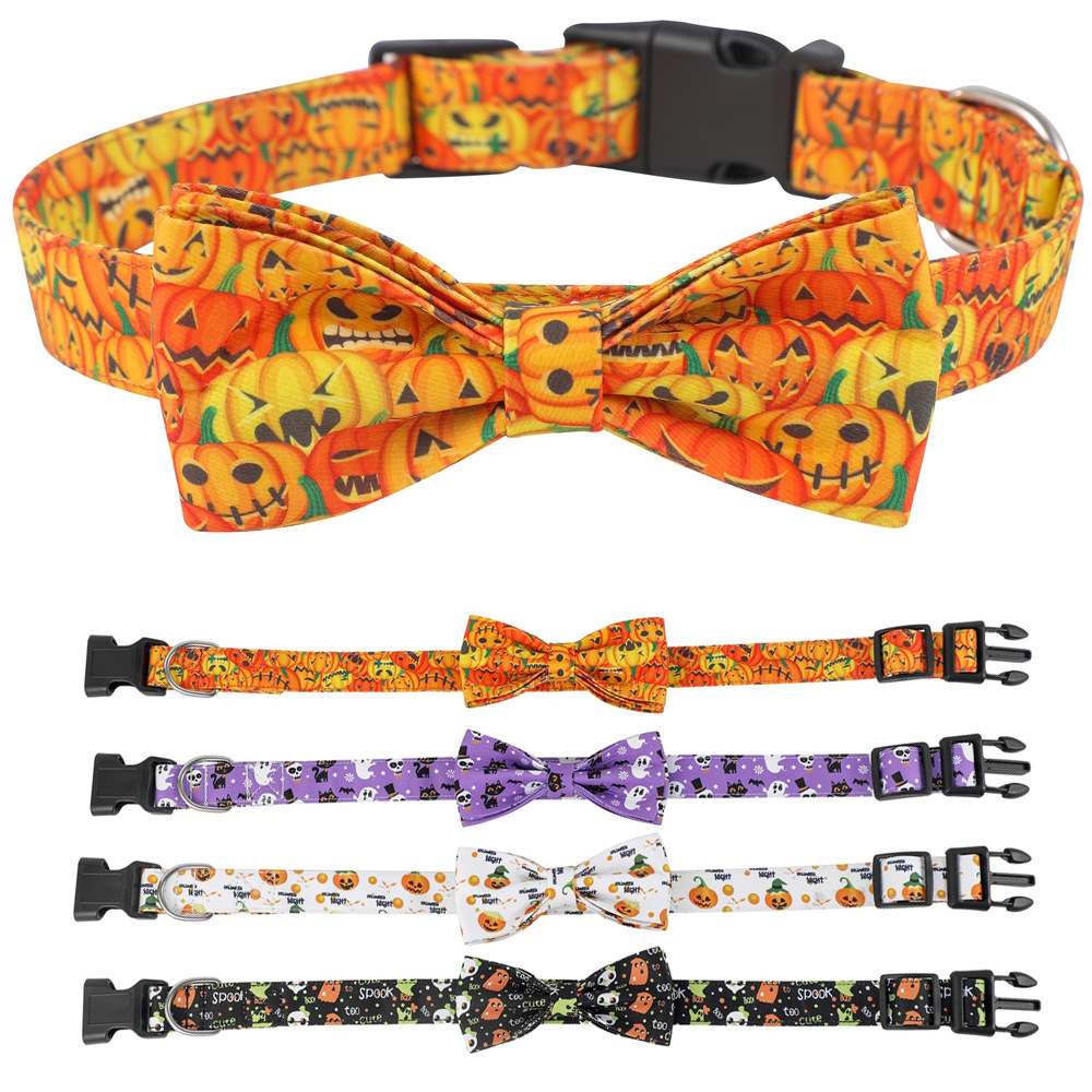 Spider Pumpkin Dog Collar Bowknot Ghost Festival Jewelry Halloween Pet Collar — image 1