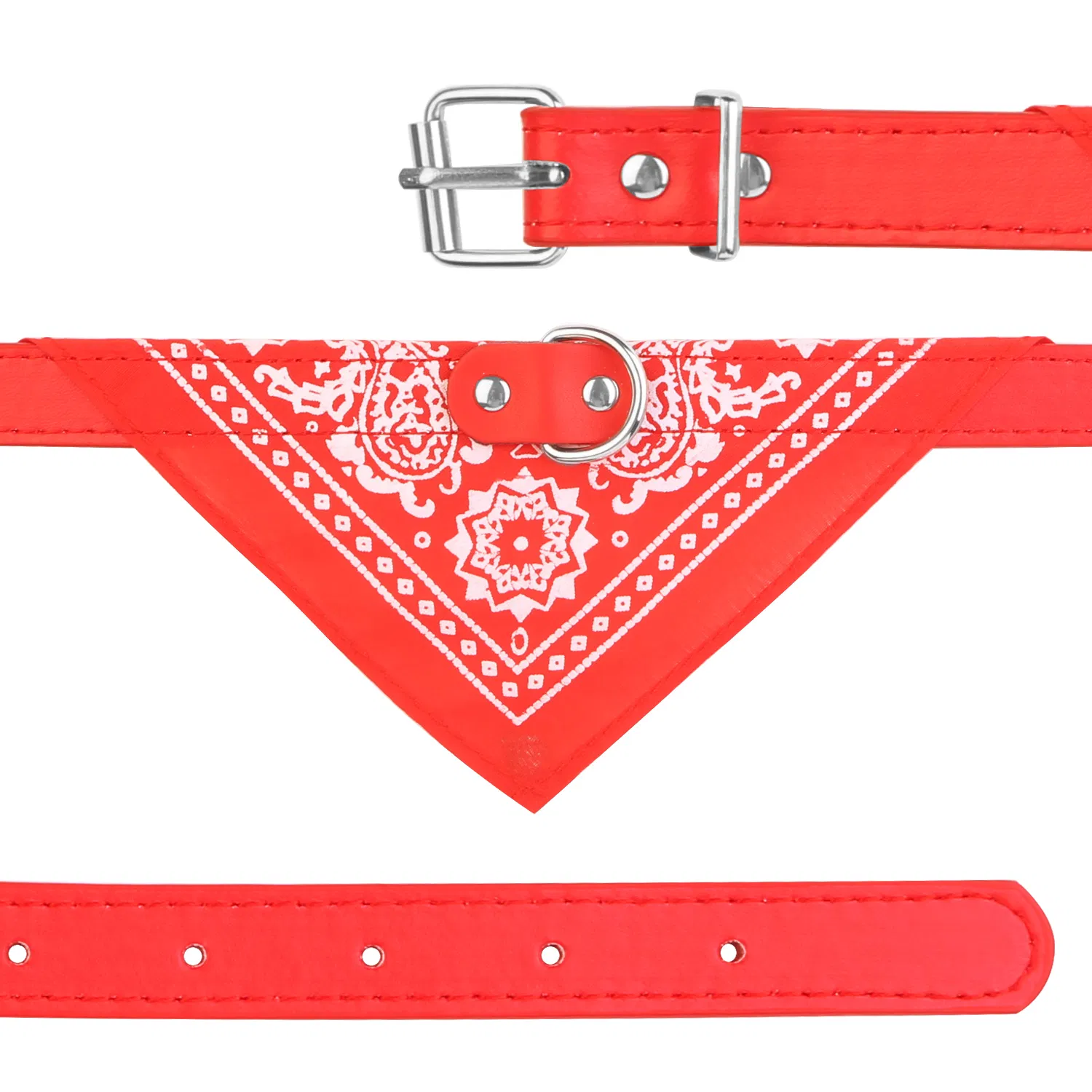 Adjustable Bandana Leather Pet Collar Triangle Scarf — image 3