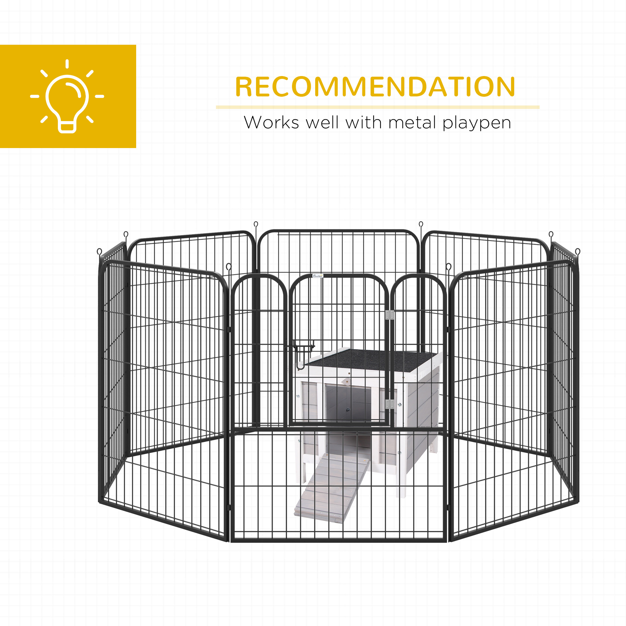Casa de Madera para Conejos, Pájaros y Animales Pequeños con Techo Resistente al Agua y Accesible, Gris — imagen 7
