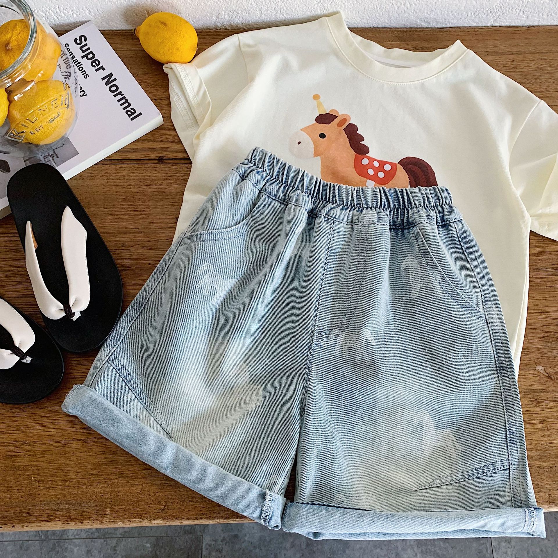 Children's Short Pony Jeans Summer Clothes — imagen 4