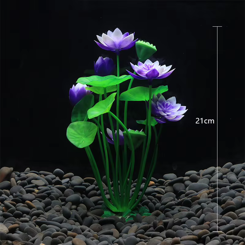 Aquarium Artificial Lotus Plants Decoration Fish Tank Landscaping Water Grass Ornaments Aquatic Simulated Flower Plant Supplies — image 4