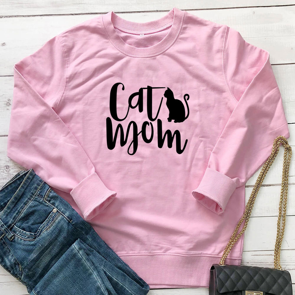 Cat Mom Printed Round Neck Hoodie — image 7