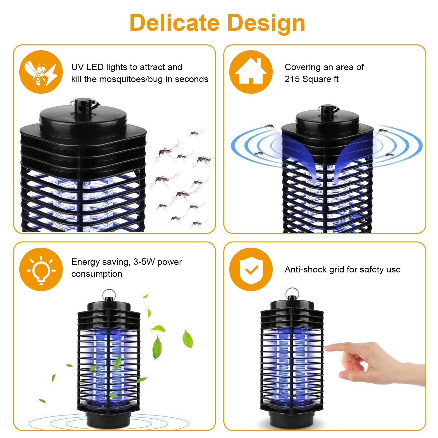 Lampara Electrónica para Atrapar Mosquitos con Luz UV para Verano - Zapatilla de Insectos Silenciosa y Sin Olor — imagen 7