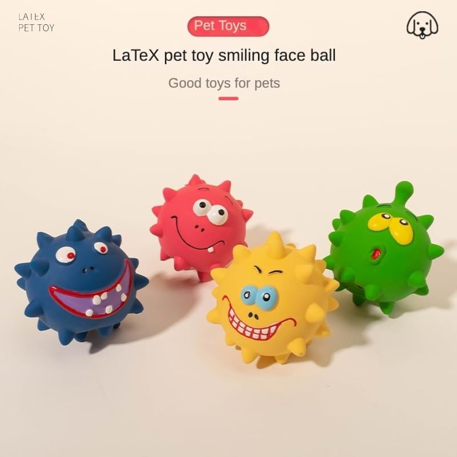Squeaky Dog Toys Dog Toys Set Dog Balls For Large Medium Small Dogs Natural Latex Rubber Dog Balls Play Dog Balls Aggressive Chewers Friendly Pet Toys With Cute Faces — image 3