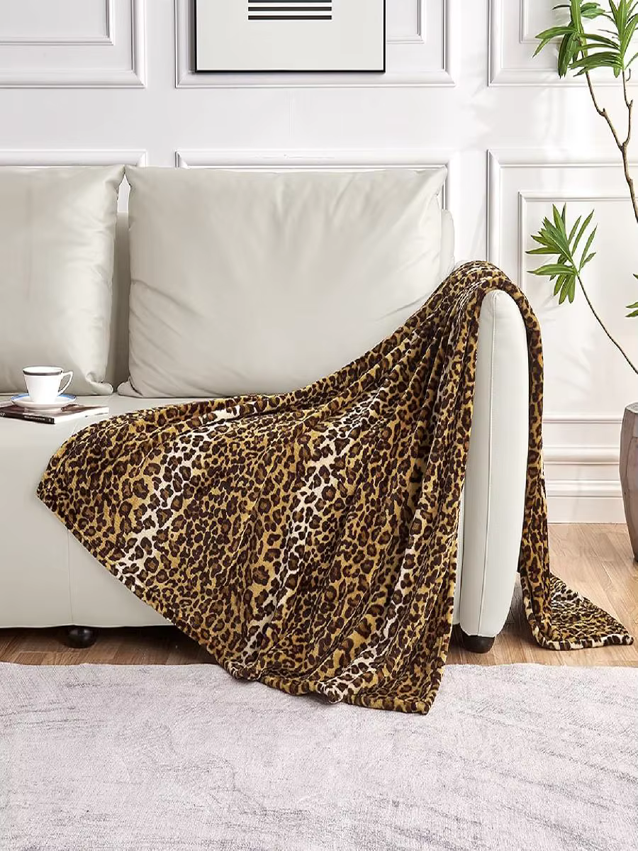 Edenleaf Leopard Print Blanket Super Soft Cozy Fleece Throw for Bed Sofa Travel Camping All Seasons Plush Cheetah Print x Dark B — image 2