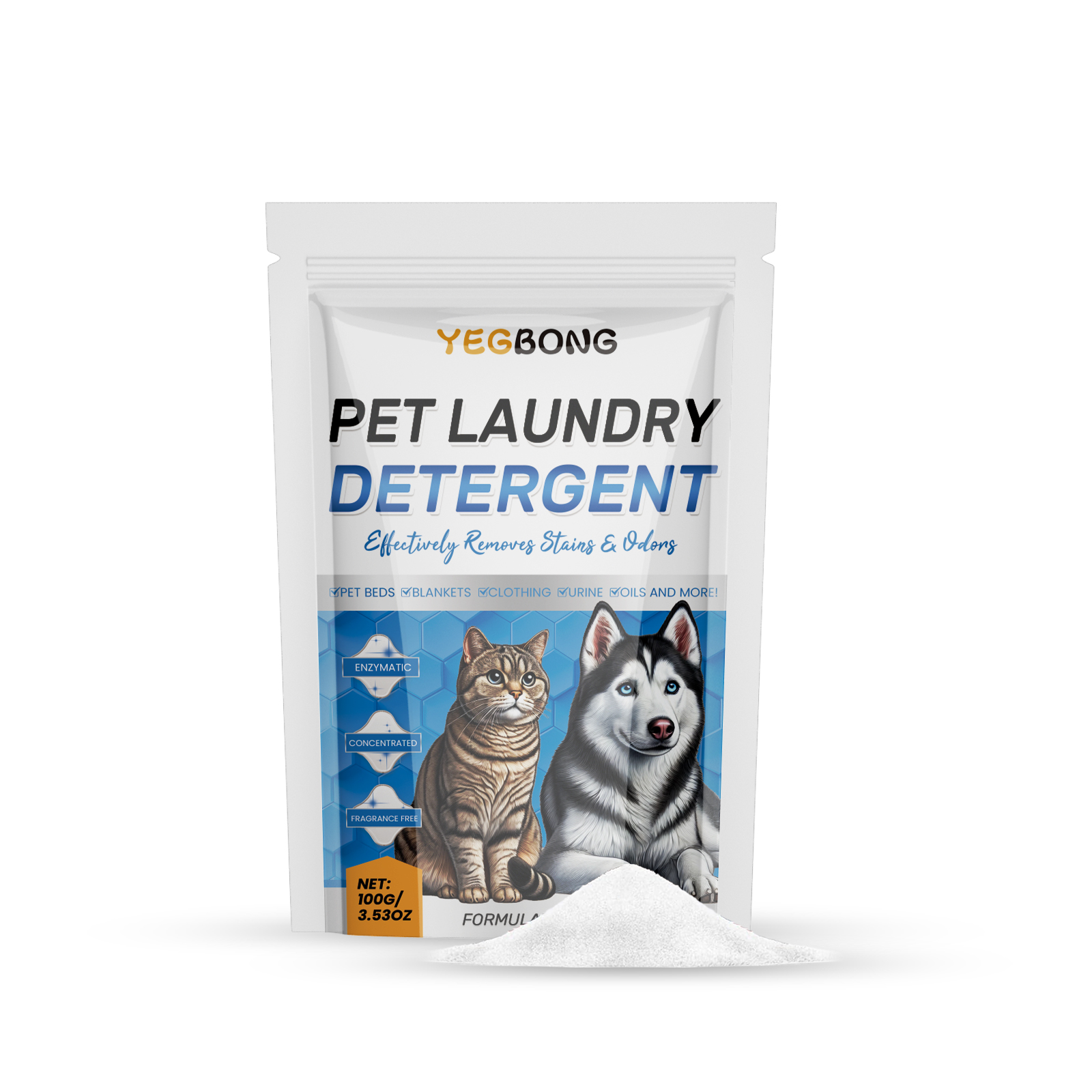 Yegbong Pet Washing Powder Deodorizing Deep Clean Stains Pet Washing Powder Decontamination Powder — image 1