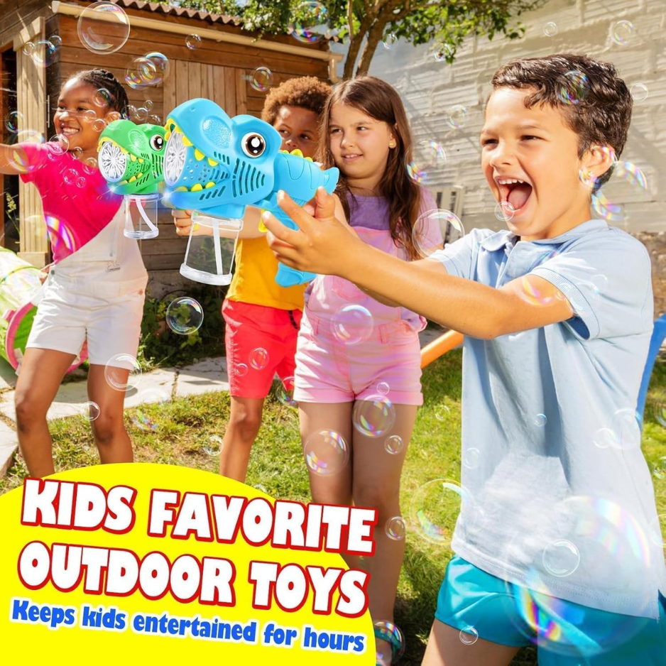 Kids Bubble Gun 2 Pack, Dino Bubble Machine For Boy Girl Toys Gift Automatic 13 Hole With 4 Solutions Bubbles Blower Maker Easter Basket Stuffers — image 3