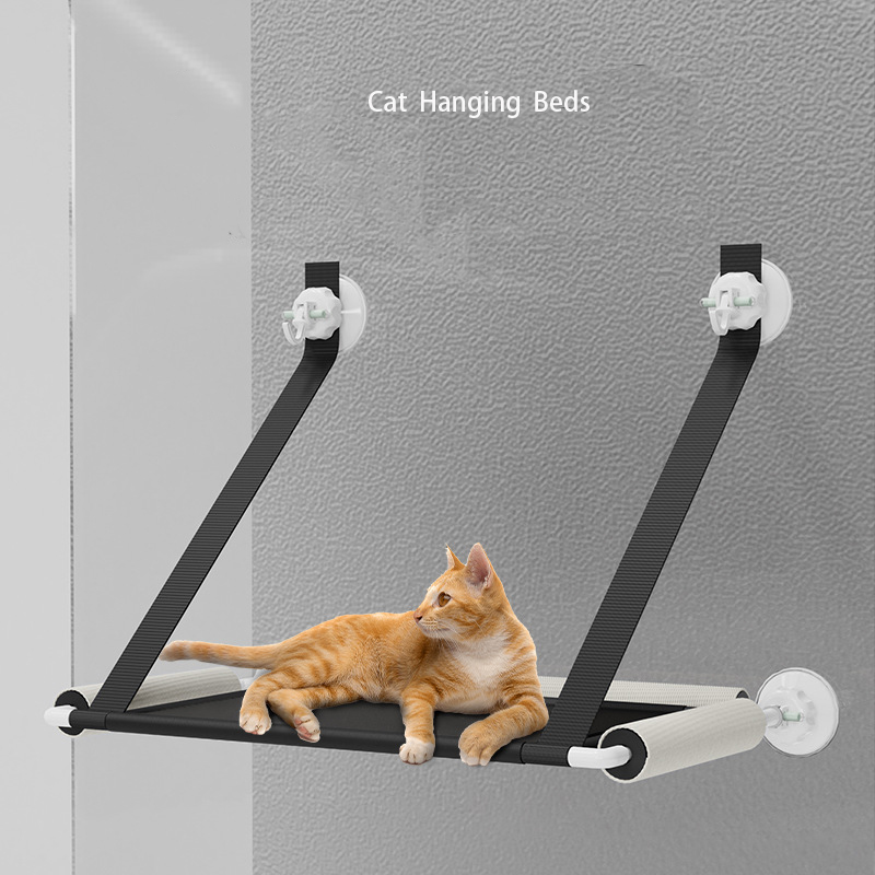 Hammaca para gatos con poste de rascado colgante, cama plegable y contenedor de arena — imagen 1