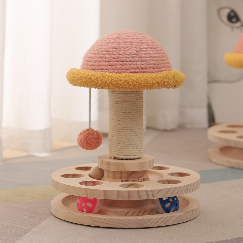 Juguetes de Rueda de Madera Maciza para Gatos con Sisal y Púas de Rasguñar — imagen 1