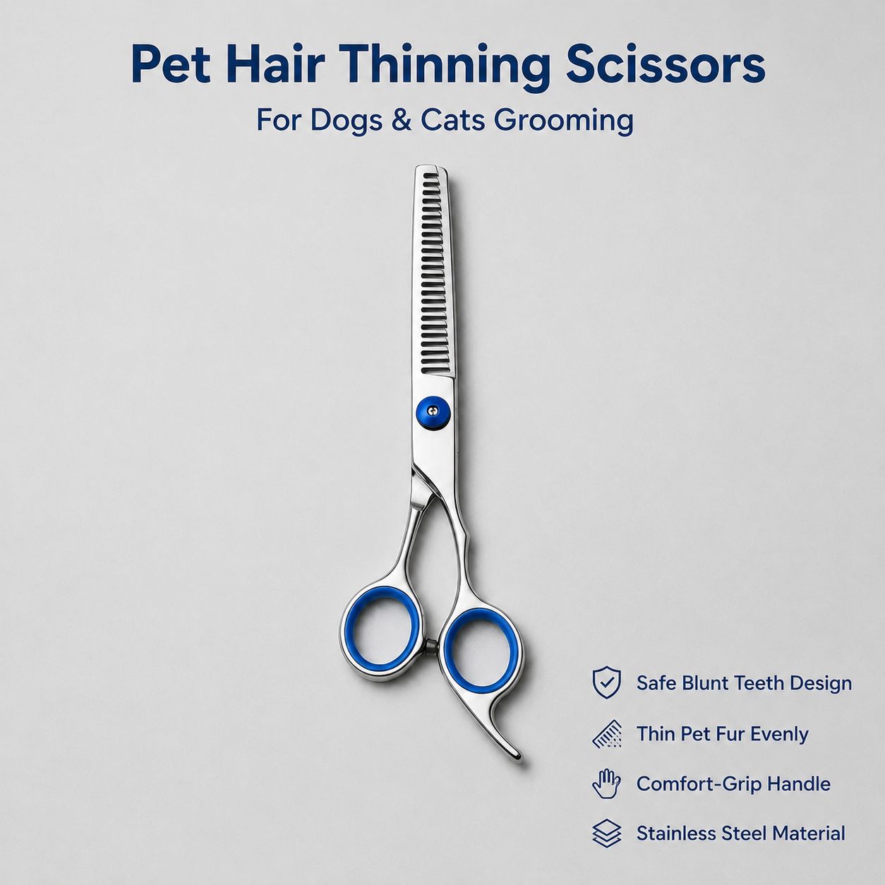 Pet Grooming Scissors Kit, 4 In 1 Professional Stainless Steel Dog Cat Grooming Shears Set, Straight & Curved & Thinning Scissors With Metal Comb & Storage Case, Safe Home Pet Hair Trimming Tool For — image 4