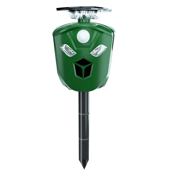 Electric Solar Powered Ultrasonic Animal Repeller 360° Ultrasonic Animal Driver With Motion Sensor LED Flashing Lights Waterproof Outdoor Animal Repellent For Farm Garden Yard — image 1