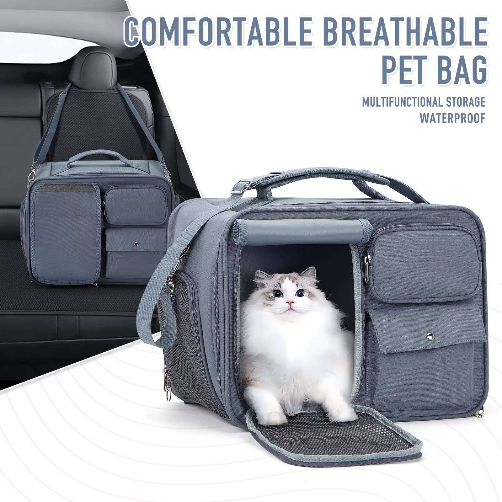 Bolsa de Transporte para Mascotas, Bolsa de Viaje para Mascotas, Transportador para Gatos y Cachorros de hasta 7 kg, Bolsa de Viaje Plegable, Bolsa con Ventanas de Malla para Mascotas Pequeñas — imagen 1