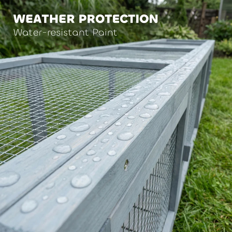 PawHut Wooden Cat Run With Weather Protection, Connecting Inside And Outside, Dark Gray — imagen 3
