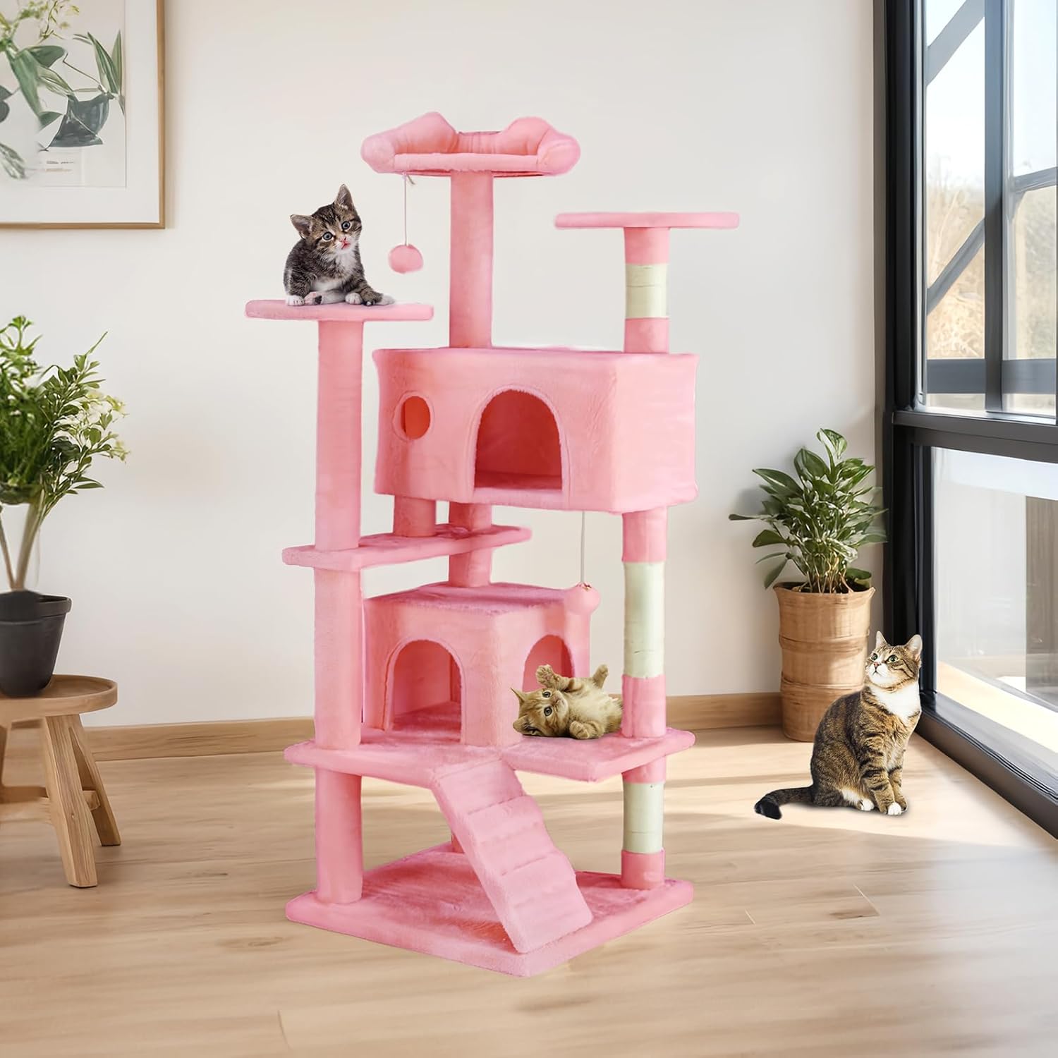 54 -Cat Tree Tower - Multi-level With Sisal Grab Post, Indoor Apartment With Ladder, Plush Toys, Rest And Play — image 4