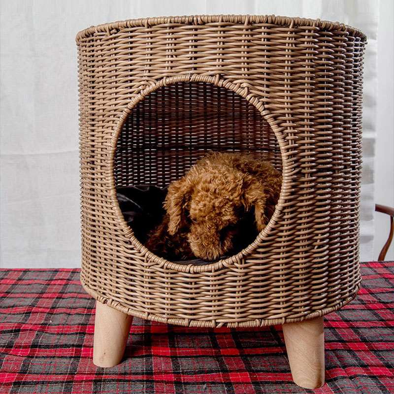Cane Woven Cat Kennel, Pet Bed, Cat Supplies, Removable and Washable Pet Warm Nest, Knitting Crafts In Summer — image 3