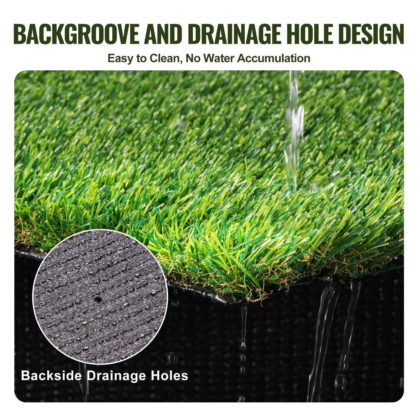Césped Artificial, Alfombra de 4 x 6 Pies, Pasto Verde de 1.38 Pulgadas, Tapete de Entrada Decorativo para Patio y Jardín, Fácil de Limpiar con Orificios de Drenaje, Perfecto para Interiores y Exteriores, Tapete Rascador para Mascotas y Entradas — imagen 3