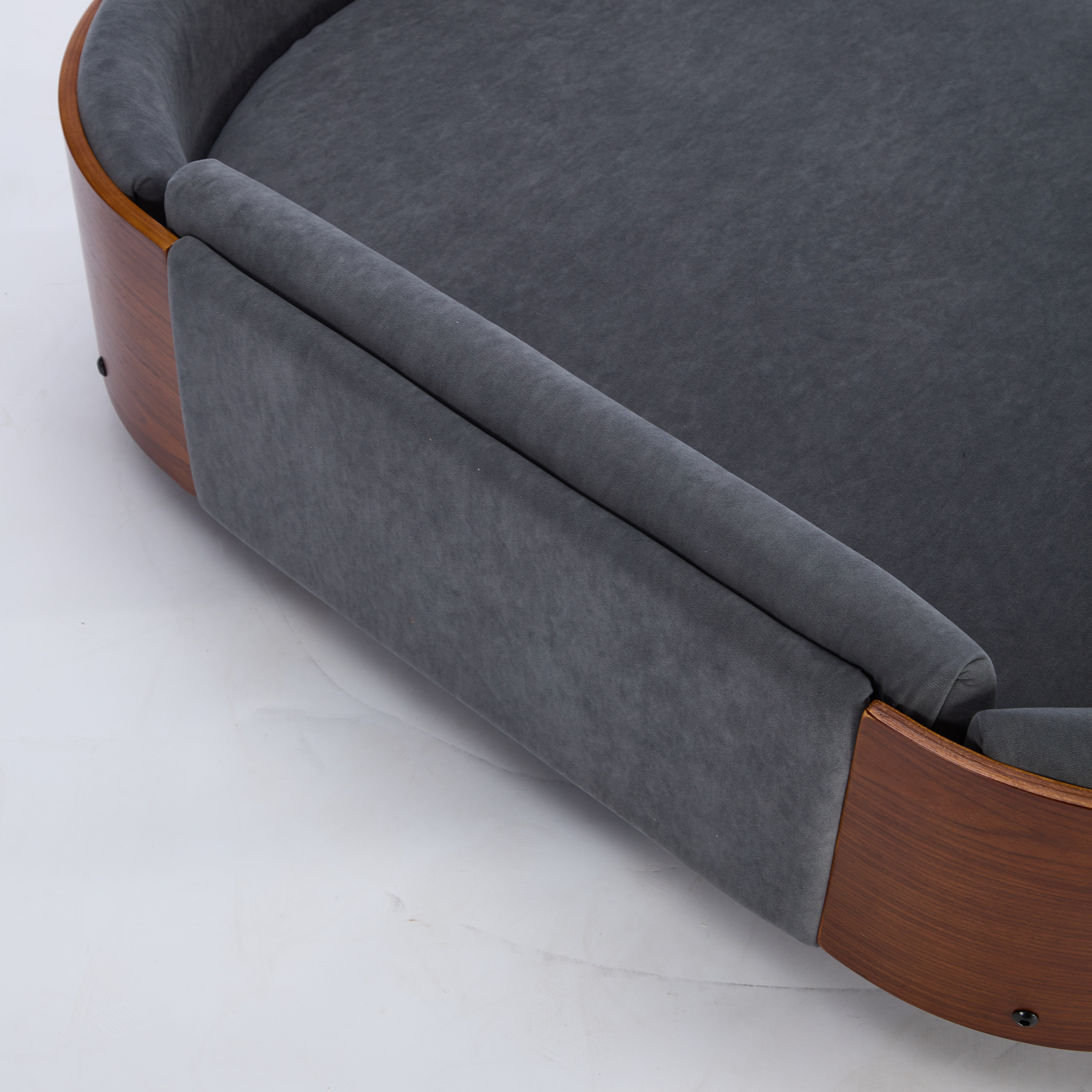 Scandinavian style Elevated Dog Bed Pet Sofa With Solid Wood legs and Walnut Bent Wood Back, Velvet, Large Size — image 7