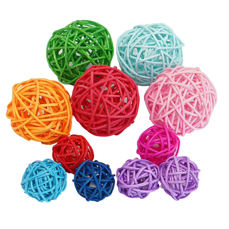 Juguetes para Pájaros de Mascota, Juguetes de Mordisco, Pelota de Rattan para Pájaros, Juguete para Guacamayos, Cacatúa, Periquitos, Juguetes de Juego y Mordisco, Juguetes para Jaulas de Pájaros 5pcs — imagen 5