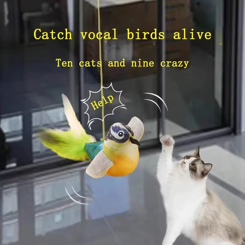 Pet Cat Toys for Indoor Cats Interactive Kitten Toy Realistic Bird Sound Containing Plush and Catnip Materials — image 2