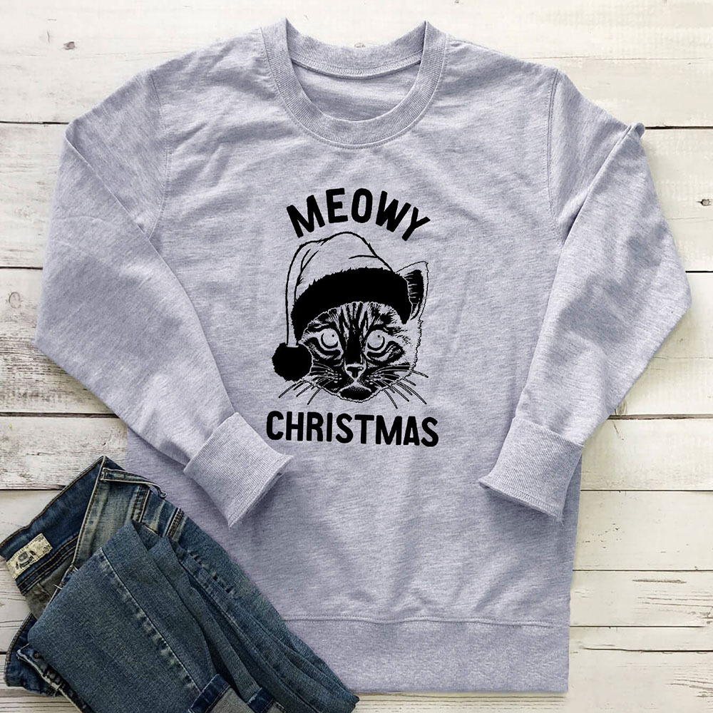 Letter printed cat round neck hoodie — image 5
