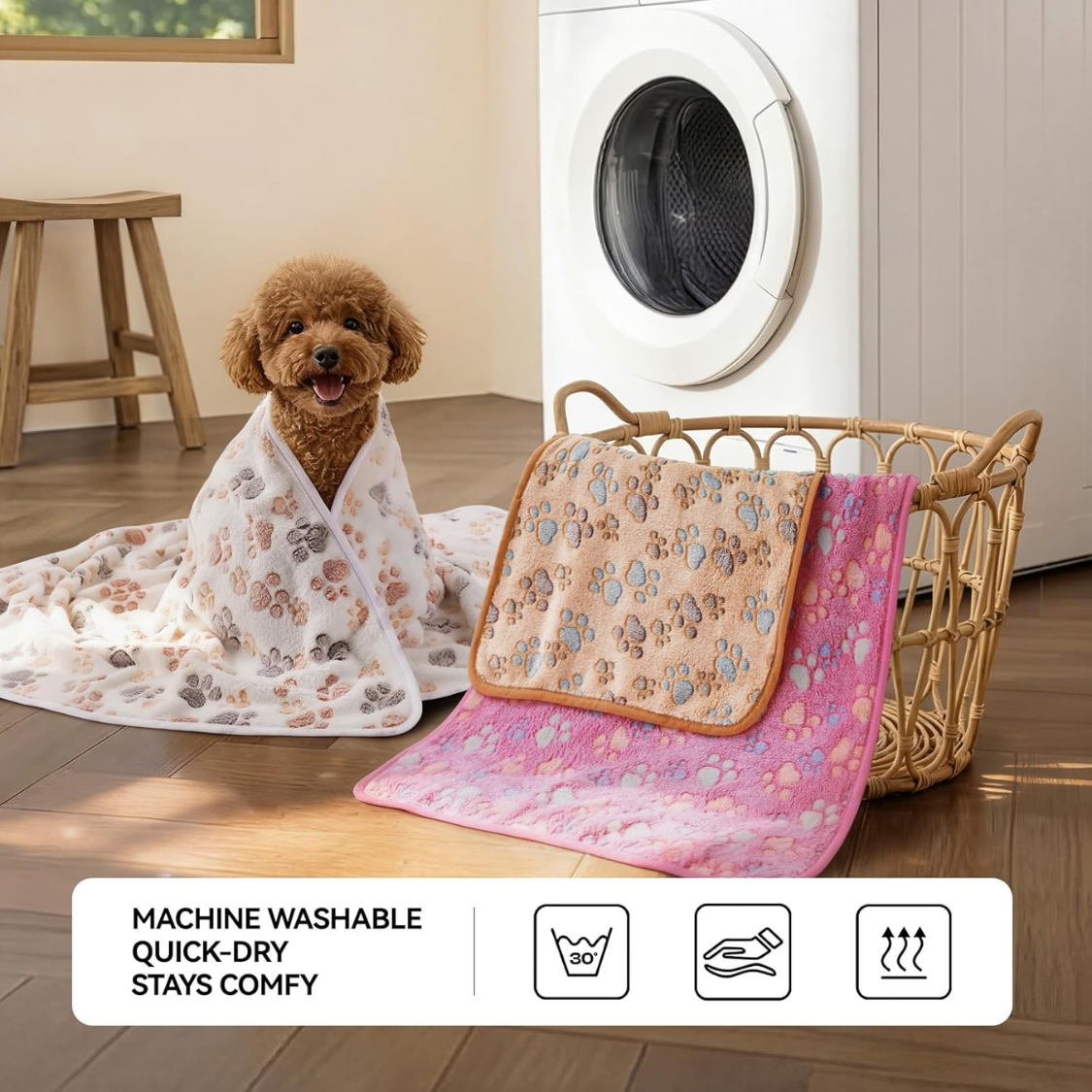 3 Mantas Súper Suaves y Esponjosas de Vellón Premium para Perros, Mantas para Cachorros y Gatos, Frazada de Franela Cálida para Dormir — imagen 4
